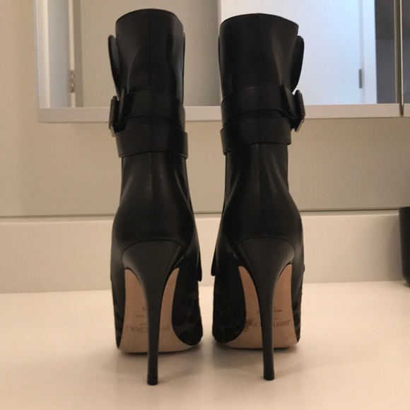 Jimmy Choo Black/Gray Ponyhair Leopard Boots - Picture 3 of 7